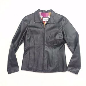 Women's Maxima Wilson Leather Jacket Biker Black M